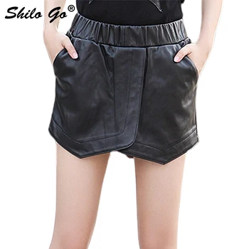 SHILO GO Leather Shorts Womens Spring Fashion sheepskin genuine leather Shorts stretch high waist asymmetrical shorts skirts 
SHILO GO Leather Shorts Womens Spring Fashion sheepskin genuine leather Shorts stretch high waist asymmetrical shorts skirts