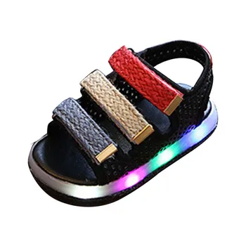 1 Pair Baby Sandals Summer Beach Kids Casual Shoes with LED Lights Sole AN88