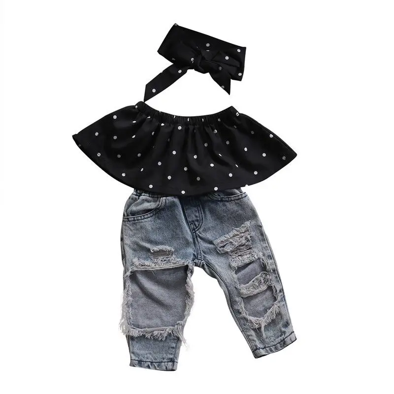 Newborn Baby Girls Clothes Set Dot Wrapped Chest Top Big Hole Jeans Pants Girl Costume Children Clothing Outfits Clothing
Newborn Baby Girls Clothes Set Dot Wrapped Chest Top Big Hole Jeans Pants Girl Costume Children Clothing Outfits Clothing