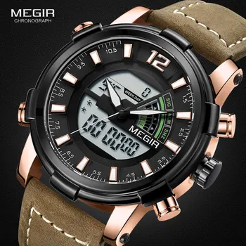 Megir Men's Sports Quartz Watches Back Light Multiple Time Zone Chronograph Wrist Watch Man LED Leather Strap Week 2089G Rose
Megir Men's Sports Quartz Watches Back Light Multiple Time Zone Chronograph Wrist Watch Man LED Leather Strap Week 2089G Rose