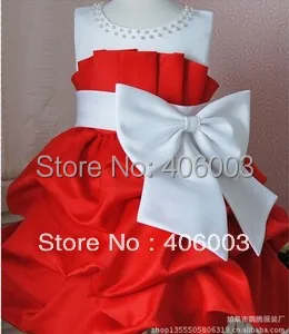 Brand Baby Girls Princes Party Dress With Bow Free Shipping
