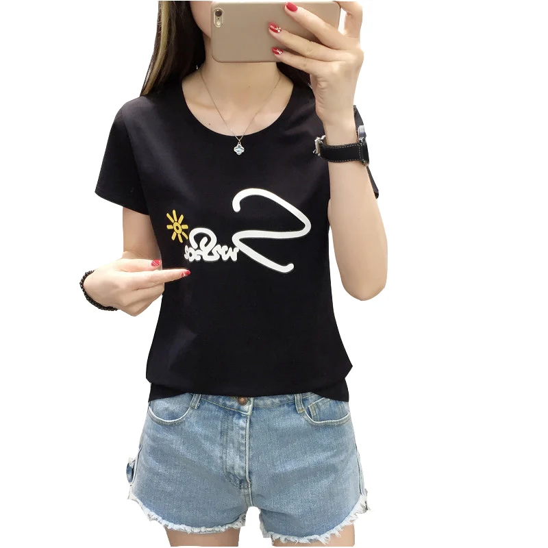 Loose round neck short-sleeved t-shirt women bottoming shirt 209 new spring autumn fashion print women's simple T-shirts Korean
Loose round neck short-sleeved t-shirt women bottoming shirt 209 new spring autumn fashion print women's simple T-shirts Korean