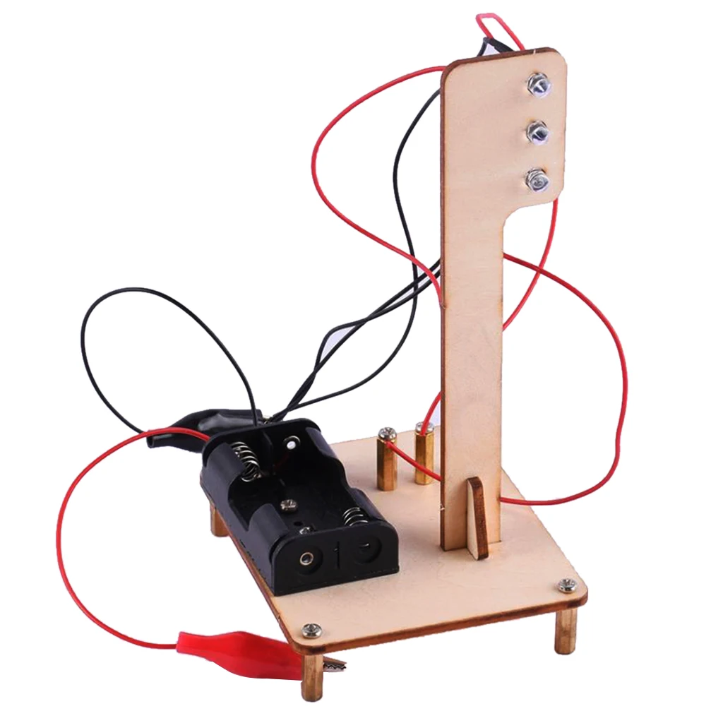 Kids DIY Assemble Wood Science Traffic Light Model Kits with Battery Kids Crafts