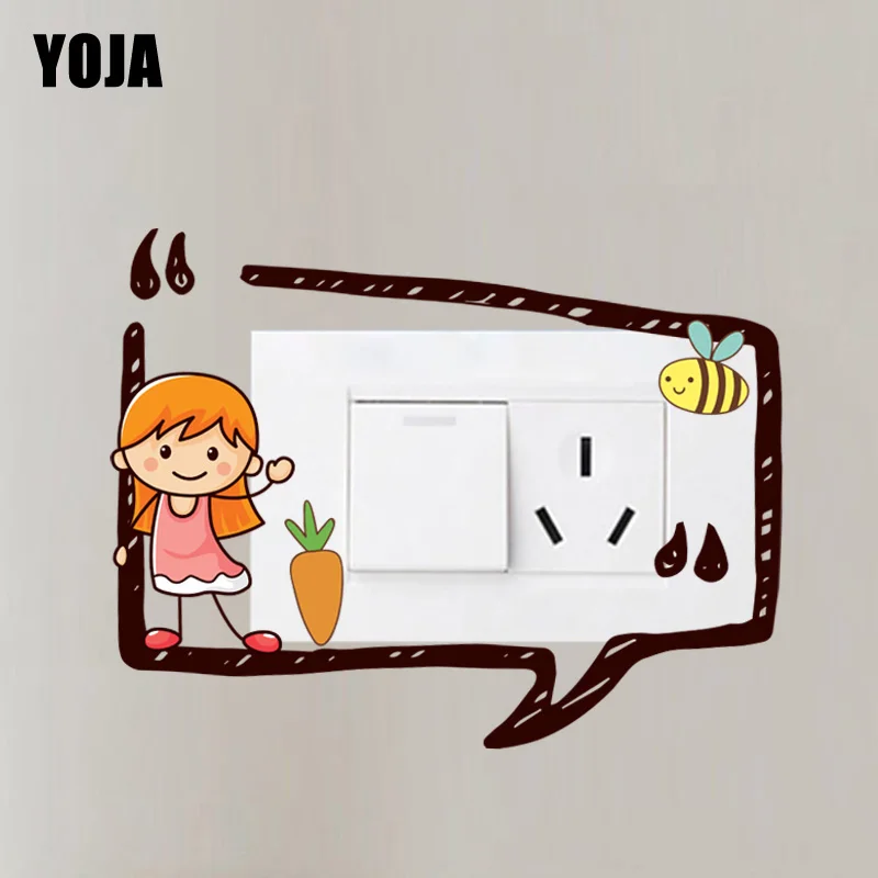 Фото Наклейка на стену с Пчелкой и девочкой YOJA цветной переключатель ПВХ для детской