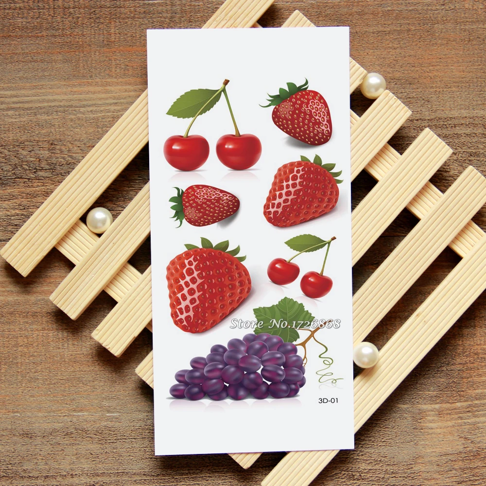 3D Strawberry Grapes Fruit Tattoo Decals Body Art Decal Strawberry Grapes Fruit Waterproof Paper Temporary Tattoo #001
3D Strawberry Grapes Fruit Tattoo Decals Body Art Decal Strawberry Grapes Fruit Waterproof Paper Temporary Tattoo #001