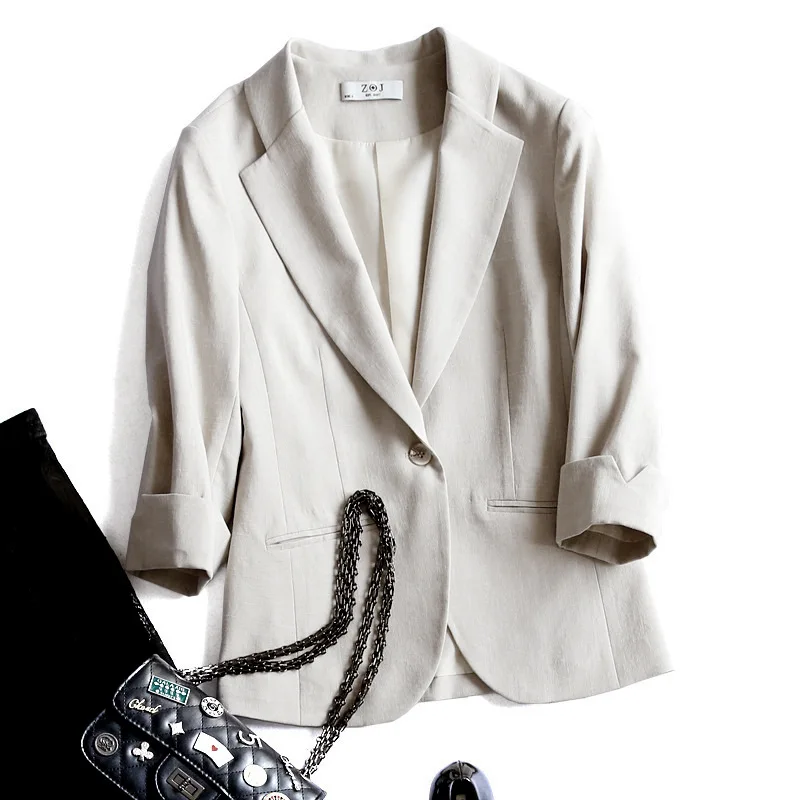 Japanese cotton and linen small suit female spring and autumn new seven-point sleeve slim jacket women suit
Japanese cotton and linen small suit female spring and autumn new seven-point sleeve slim jacket women suit
