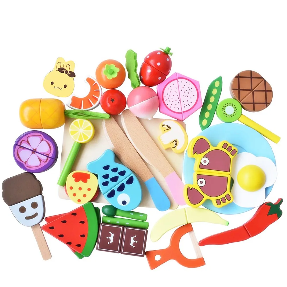 Play Food Set 30 Pcs Wooden Cutting Food Magnetic Fruits and Vegetables Kitchen Set Educational Toy for Preschool Age Kids
Play Food Set 30 Pcs Wooden Cutting Food Magnetic Fruits and Vegetables Kitchen Set Educational Toy for Preschool Age Kids