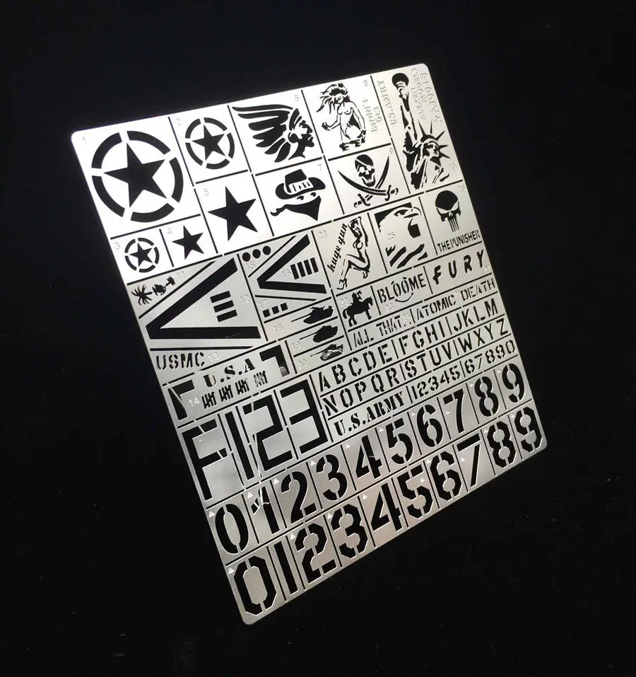 Alexen Model AJ0018 1/35 Scale US Tank Stenciling Templates General Use Modeling Leakage Model Spray Plane
Alexen Model AJ0018 1/35 Scale US Tank Stenciling Templates General Use Modeling Leakage Model Spray Plane
