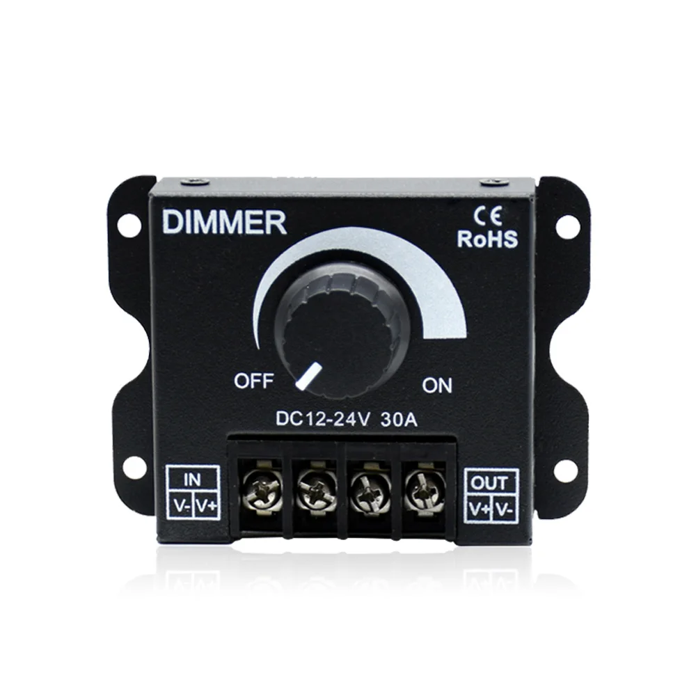 LED Dimmer Manual Switch DC 12V 24V 30A Adjustable Brightness Lamp Bulb Strip Driver Single Color Light Power Supply Controller
LED Dimmer Manual Switch DC 12V 24V 30A Adjustable Brightness Lamp Bulb Strip Driver Single Color Light Power Supply Controller