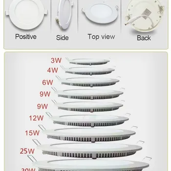 둥근 LED 천장 조명 매입형 주방 욕실 램프, AC85-265V LED 다운 라이트, 따뜻한 흰색, 차가운 흰색, 무료 배송, 3W-25W