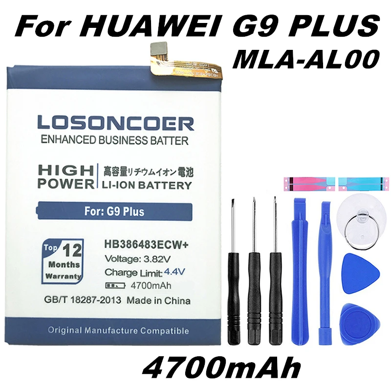 4700mAh LOSONCOER HB386483ECW+ For Huawei Maimang 5 MLA-AL00 MLA-AL10 / G9 Plus MLA-UL00 MLA-TL00/TL10 Play Honor 6X battery
4700mAh LOSONCOER HB386483ECW+ For Huawei Maimang 5 MLA-AL00 MLA-AL10 / G9 Plus MLA-UL00 MLA-TL00/TL10 Play Honor 6X battery