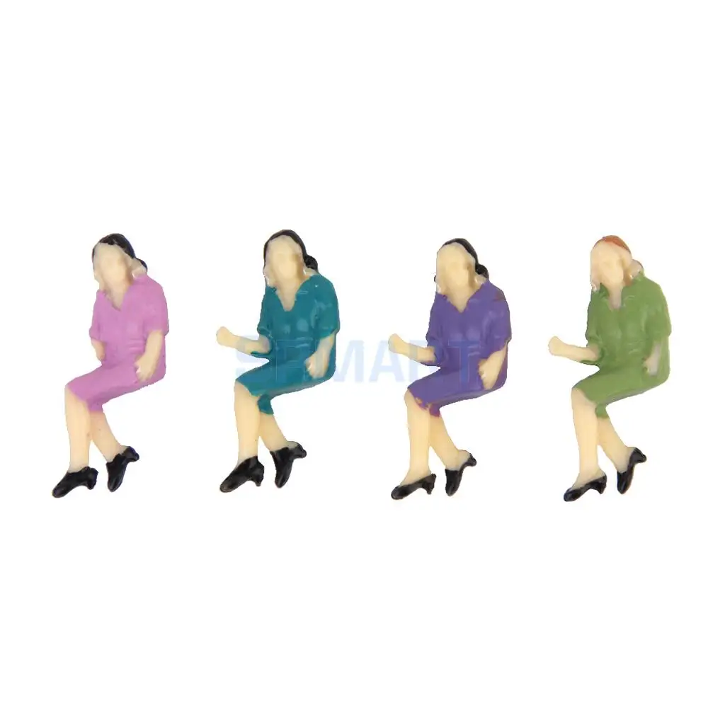 MagiDeal 50Pcs 1:50 Painted Model Train Railway Street Seated People Passengers Figures Diorama Layout Home Decor Toys Gift
