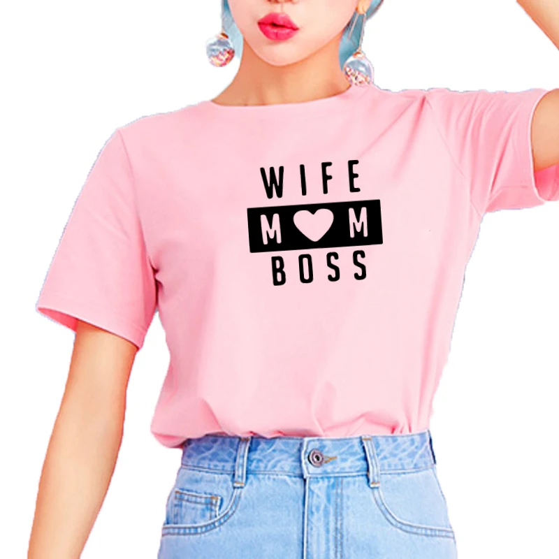WIFE MOM BOSS Print T Shirt for Women Short Sleeve Loose Casual Summer Streetwear Black & White Tee Shirt Femme
WIFE MOM BOSS Print T Shirt for Women Short Sleeve Loose Casual Summer Streetwear Black & White Tee Shirt Femme