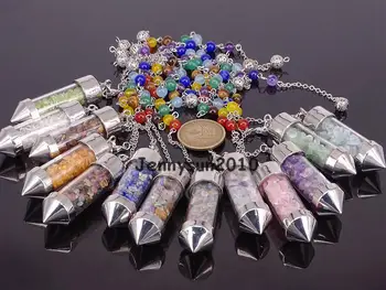 Natural Gems Stones Wishing Pendulum Pointed Reiki Chakra Chip Beads Pendant Silver Plated Jewelry Design 10Pcs/Pack
Natural Gems Stones Wishing Pendulum Pointed Reiki Chakra Chip Beads Pendant Silver Plated Jewelry Design 10Pcs/Pack