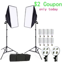 Photo Studio 8 LED 24w Softbox Kit Photographic Lighting Kit Camera & Photo Accessories 2 light stand 2 softbox for Camera Photo image