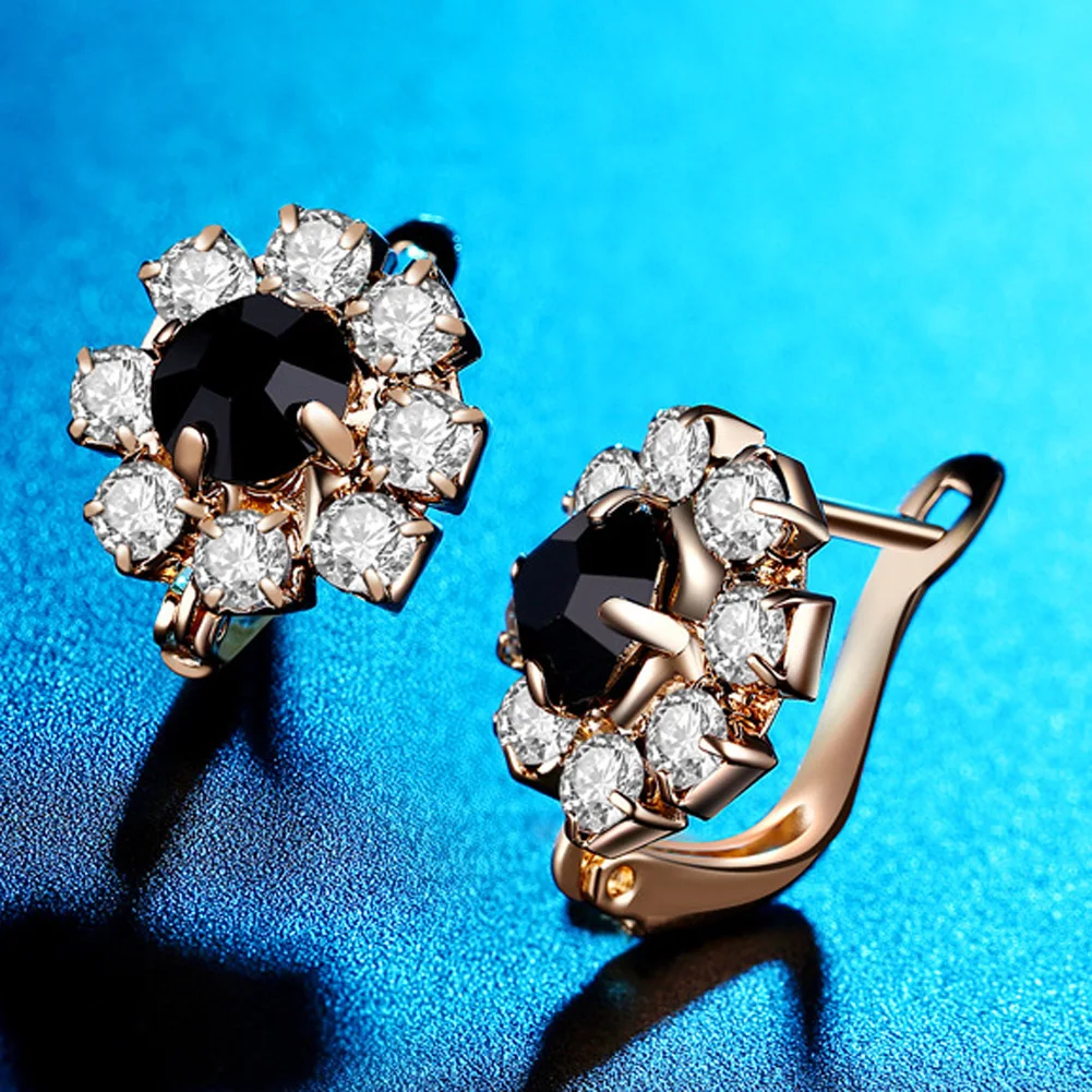 Gold Color Stud Earring CZ Vintage Black Stones Big Crystal Stud Earrings for Women Fashion Flower Jewelry
Gold Color Stud Earring CZ Vintage Black Stones Big Crystal Stud Earrings for Women Fashion Flower Jewelry