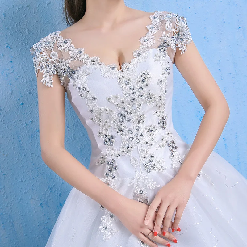 Popodion wedding dress plus size bride dress with rhinestone long train lace vestido de noiva WED90525
Popodion wedding dress plus size bride dress with rhinestone long train lace vestido de noiva WED90525