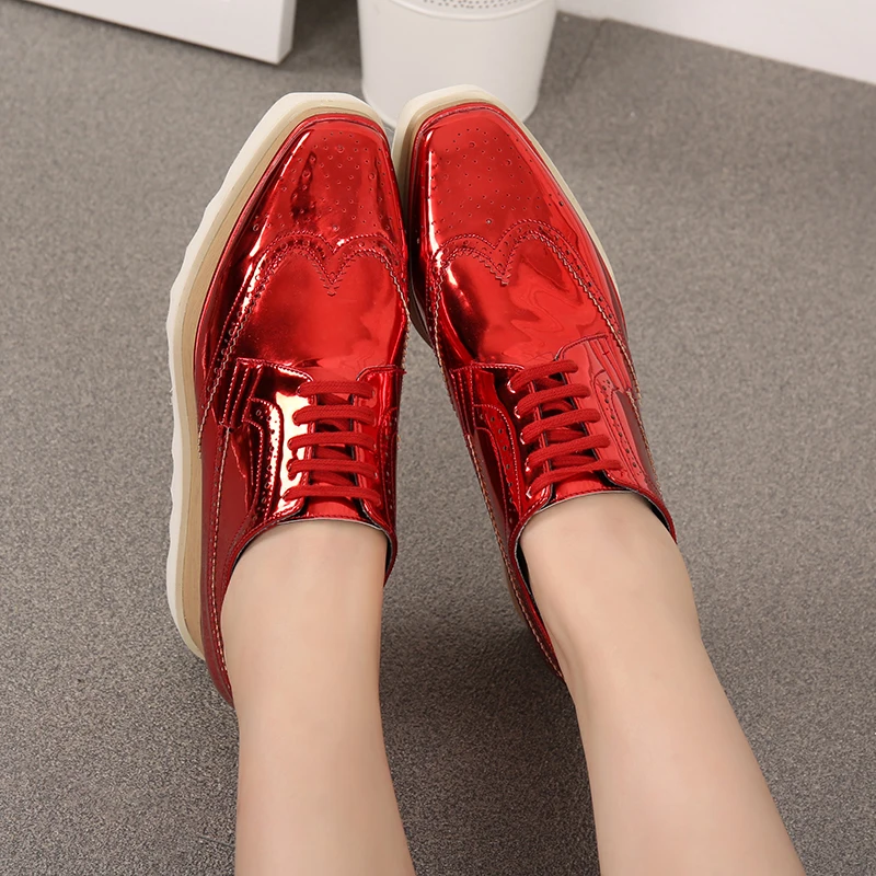 Spring Autumn Gold Shoes Women Red Square Toe lace up Thick Platform Wedge Shoes Genuine Leather Silver Shiny Shoes US4-US9
Spring Autumn Gold Shoes Women Red Square Toe lace up Thick Platform Wedge Shoes Genuine Leather Silver Shiny Shoes US4-US9