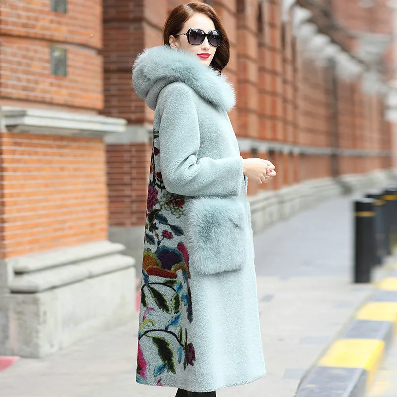 Winter Clothes Real Fur Coat Women Fox Fur Collar Long Wool Jacket Print Woman Coats Korean Abrigo Mujer HQ18-MC05C KJ2496
Winter Clothes Real Fur Coat Women Fox Fur Collar Long Wool Jacket Print Woman Coats Korean Abrigo Mujer HQ18-MC05C KJ2496