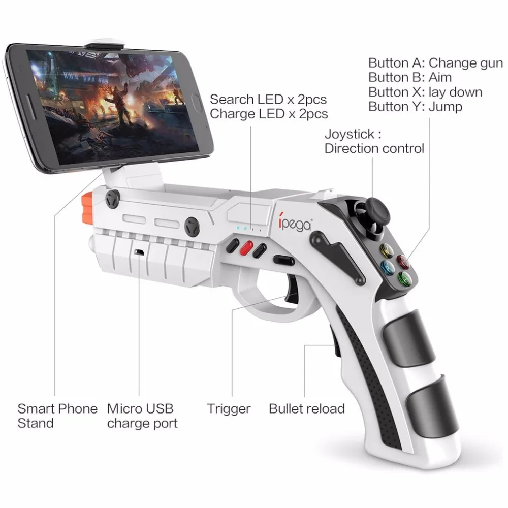 iPega PG-9082 Bluetooth Game Gun AR Gamepad Wireless Magic Gun Handle Game Controller Joystick For iOS Android Phone
iPega PG-9082 Bluetooth Game Gun AR Gamepad Wireless Magic Gun Handle Game Controller Joystick For iOS Android Phone