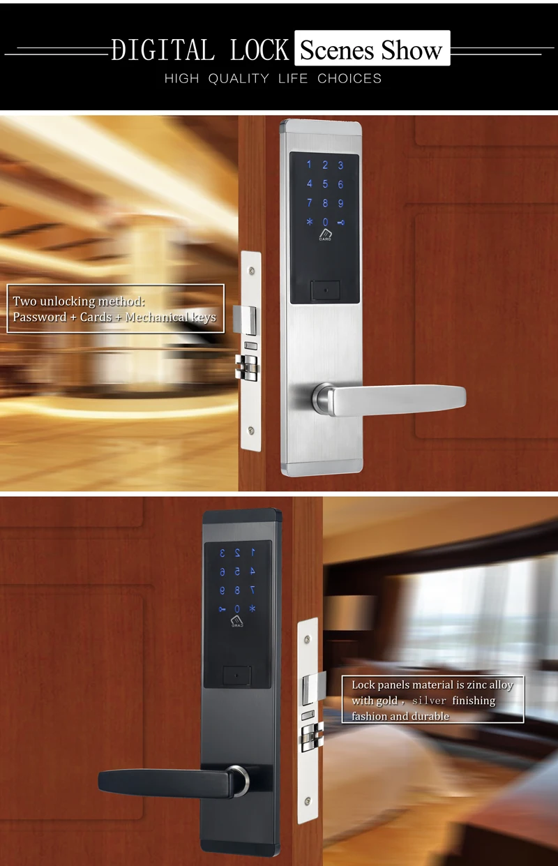 Security Electronic 13.56MHZ Card Combination Touch Screen Keypad Password Lock Door Home Office Door Lock