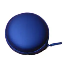 Round Portable Mini Hard Storage Case Bag Box for Earphone Headphone SD TF Cards Navy blue