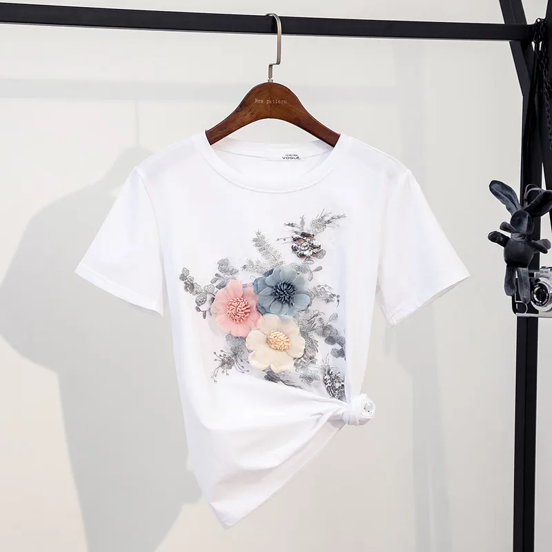 New 2019 Summer Runway Floral Cotton T-Shirts Women Short Sleeve Embroidery Sequins Flower T Shirts Girl Casual Sweet Tops Tees
New 2019 Summer Runway Floral Cotton T-Shirts Women Short Sleeve Embroidery Sequins Flower T Shirts Girl Casual Sweet Tops Tees