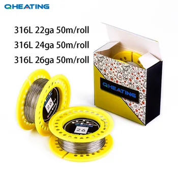 Hot selling Qheating 316L 22GA/24GA/26GA 50m/roll Round Heating Wires Premade Coils DIY RDA RTA RBA Atomizers to Vape
Hot selling Qheating 316L 22GA/24GA/26GA 50m/roll Round Heating Wires Premade Coils DIY RDA RTA RBA Atomizers to Vape