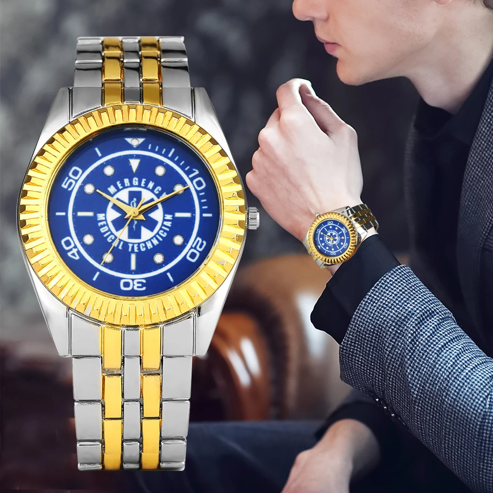 Men's Luxury Quartz Analog Wristwatch Unique Emergency Medical Technicians Pattern Watch Classic Stainless Steel Band
Men's Luxury Quartz Analog Wristwatch Unique Emergency Medical Technicians Pattern Watch Classic Stainless Steel Band