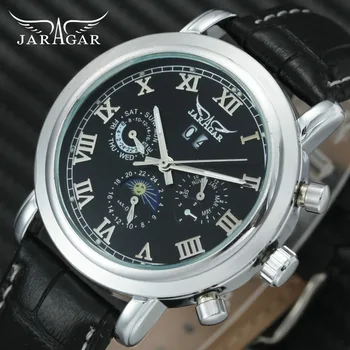 JARAGAR Fashion Casual Auto Mechanical Men Watches Genuine Leather Strap Working Sub-dials Display Top Brand Luxury Wristwatches
JARAGAR Fashion Casual Auto Mechanical Men Watches Genuine Leather Strap Working Sub-dials Display Top Brand Luxury Wristwatches