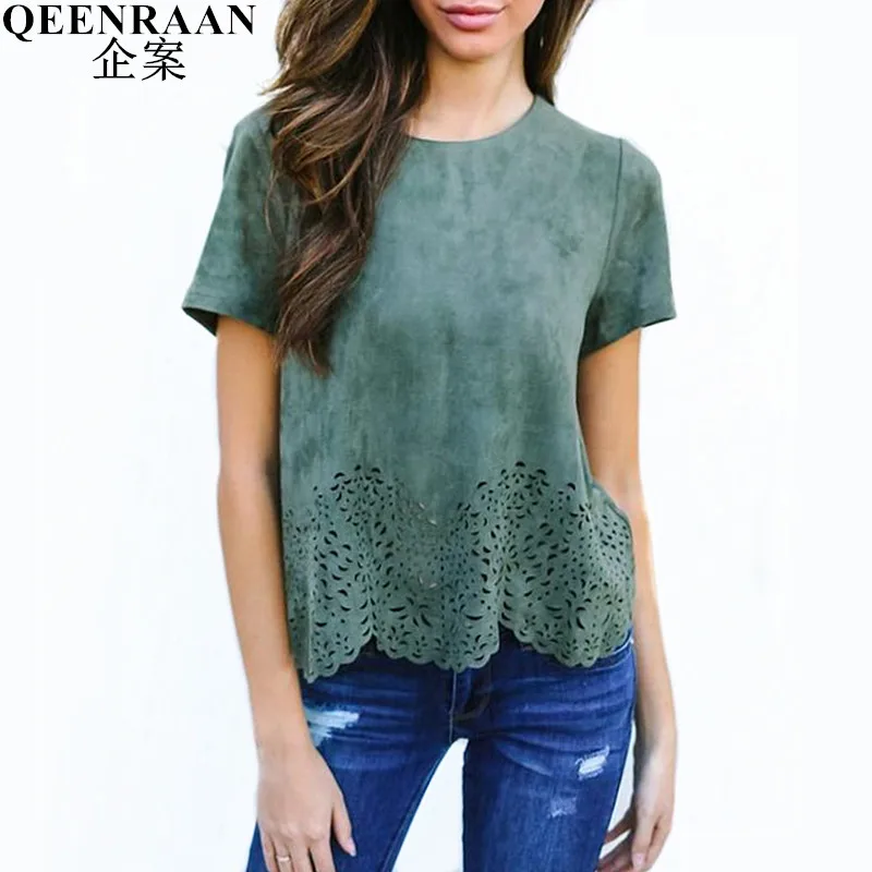2019 New Women T shirt Summer Fashion Thin Section Suede O-neck Hollow Out Tops Tshirt Ladies Short Sleeve T-shirts Tees Womens
2019 New Women T shirt Summer Fashion Thin Section Suede O-neck Hollow Out Tops Tshirt Ladies Short Sleeve T-shirts Tees Womens