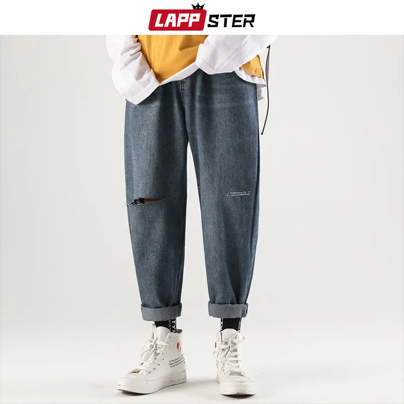 LAPPSTER Men Streetwear Ripped Jeans Pants 2019 Man Hiphop Blue Denim Pants Male Korean Fashion Designer Jeans Pants Regular Fit
LAPPSTER Men Streetwear Ripped Jeans Pants 2019 Man Hiphop Blue Denim Pants Male Korean Fashion Designer Jeans Pants Regular Fit