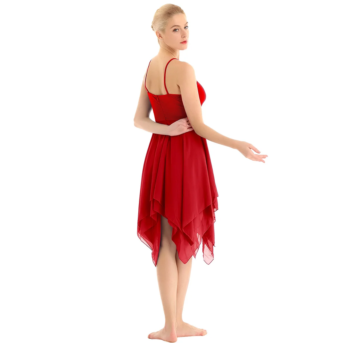 Women Asymmetrical Chiffon Ballet Dance Dress