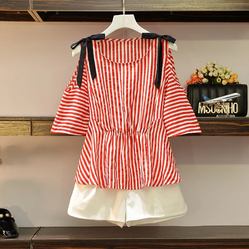 5XL Large Size Women Striped Blouse Shoulder Off Bow Long Shirt +Elastic Waist White Wide Leg Pant 2pcs Clothing Set Summer Suit
5XL Large Size Women Striped Blouse Shoulder Off Bow Long Shirt +Elastic Waist White Wide Leg Pant 2pcs Clothing Set Summer Suit