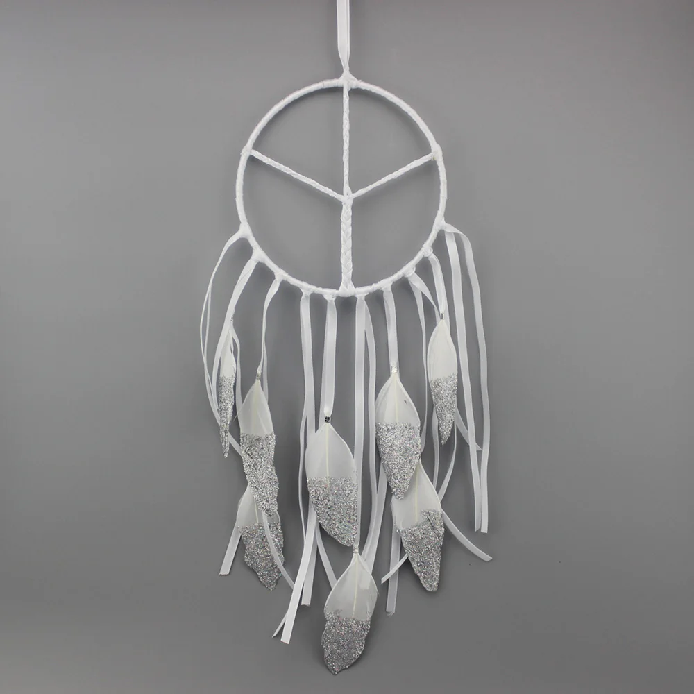 

45CM fashion jewelry Hot Dreamcatcher Wind Chimes Indian Style white Feather Pendant Dream Catcher Gift