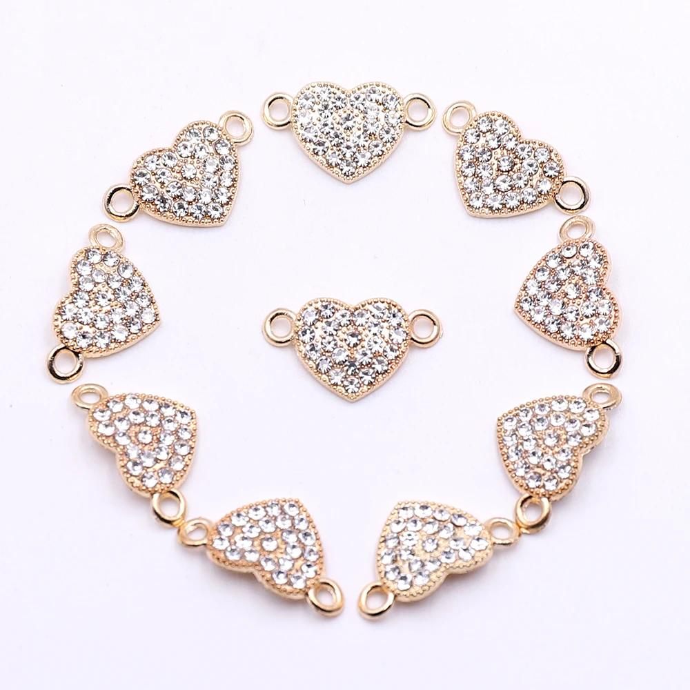 Wholesale Gold Sparkling Heart Connectors for Jewelry Making DIY Rhinestone Charms Bracelet Accessories Factory Price for sale
Wholesale Gold Sparkling Heart Connectors for Jewelry Making DIY Rhinestone Charms Bracelet Accessories Factory Price for sale