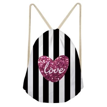 FORUDESIGNS Women Drawstring Bag Black White Stripe Printing Polyester For Kids With Love Patterns Backpack for Travel Portable
FORUDESIGNS Women Drawstring Bag Black White Stripe Printing Polyester For Kids With Love Patterns Backpack for Travel Portable