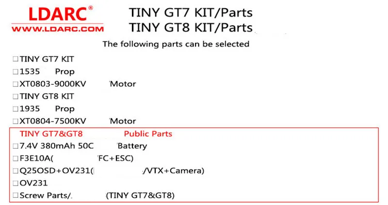 KingKong Tiny GT7 GT8 FPV Drone Kits Set Camera XT0803 XT0804 Brushless Motor 10A Fly Tower 1535 Propeller (1)