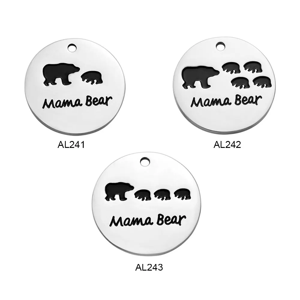 5pcs/lot Mama Bear Charms Pendants Stainless Steel Engraved Cute Tag Pendant 25mm Jewelry Making Accessories
5pcs/lot Mama Bear Charms Pendants Stainless Steel Engraved Cute Tag Pendant 25mm Jewelry Making Accessories