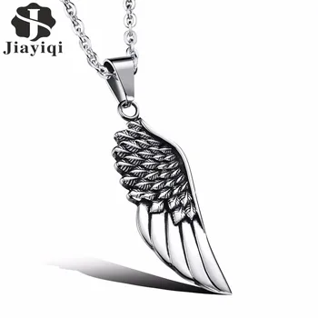 Jiayiqi Fashion Mens Necklaces Stainless Steel Vintage Gothic Feather Angel Wing Pendants Silver Plated Male Jewelry Accessories 
Jiayiqi Fashion Mens Necklaces Stainless Steel Vintage Gothic Feather Angel Wing Pendants Silver Plated Male Jewelry Accessories