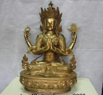 Tibet Bronze Copper Buddhism Dragon Four arm Guanyin Kwan-yin Bodhisattva Statue
Tibet Bronze Copper Buddhism Dragon Four arm Guanyin Kwan-yin Bodhisattva Statue