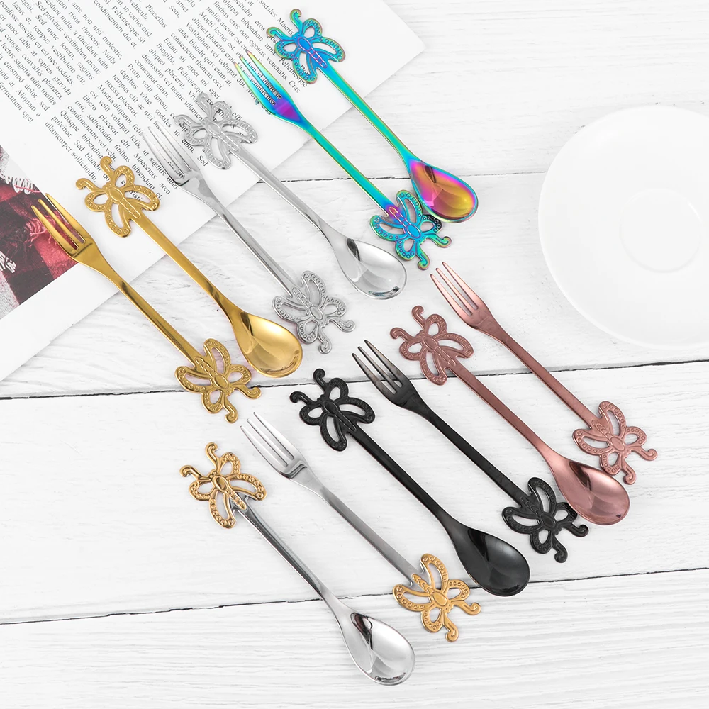 1PC Stainless Steel Multicolor Butterfly Coffee Spoon Fruit Fork Cold Drink Fruit Ice Cream Dessert Tea Spoon Tableware Kitchen
1PC Stainless Steel Multicolor Butterfly Coffee Spoon Fruit Fork Cold Drink Fruit Ice Cream Dessert Tea Spoon Tableware Kitchen