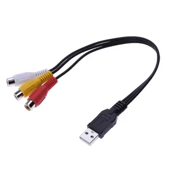 USB Male Plug To 3 RCA Female Adapter Audio Converter Video AV A/V Cable USB to RCA Cable for HDTV TV Television Wire Cord
USB Male Plug To 3 RCA Female Adapter Audio Converter Video AV A/V Cable USB to RCA Cable for HDTV TV Television Wire Cord