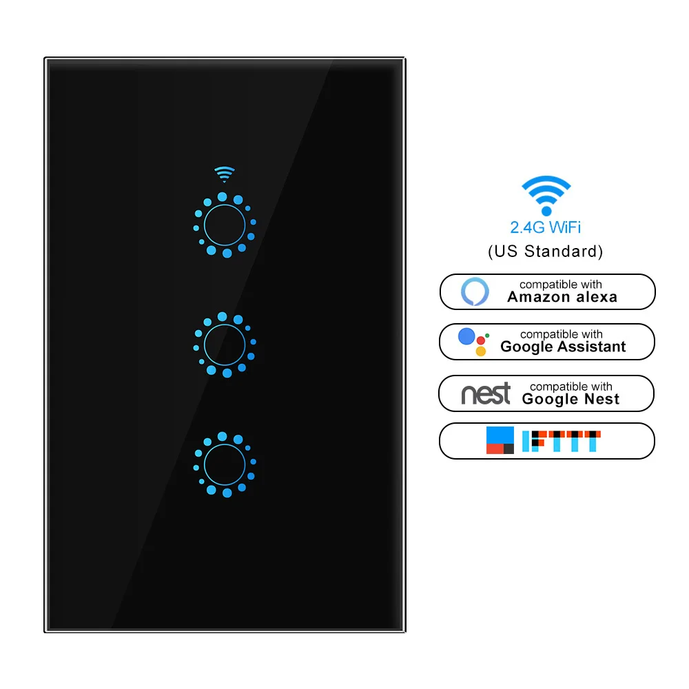 Wifi Light Switch Touch Control Wall Mount Us Standard Smart Switch Compatible With Alexa Google Assistant Ifttt For Android Ios
Wifi Light Switch Touch Control Wall Mount Us Standard Smart Switch Compatible With Alexa Google Assistant Ifttt For Android Ios