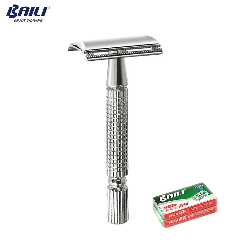 BAILI Traditional Men's Manual Barber Beard Shaving Safety Blade Razor Shaver Handle Double Edge with 11 Blades BT131+BP001B
BAILI Traditional Men's Manual Barber Beard Shaving Safety Blade Razor Shaver Handle Double Edge with 11 Blades BT131+BP001B