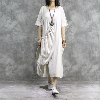 Solid Color Line O Neck Long Dress Women Vintage Loose Big Pocket Half Sleeve Ankle-length Dresses XL-01
Solid Color Line O Neck Long Dress Women Vintage Loose Big Pocket Half Sleeve Ankle-length Dresses XL-01