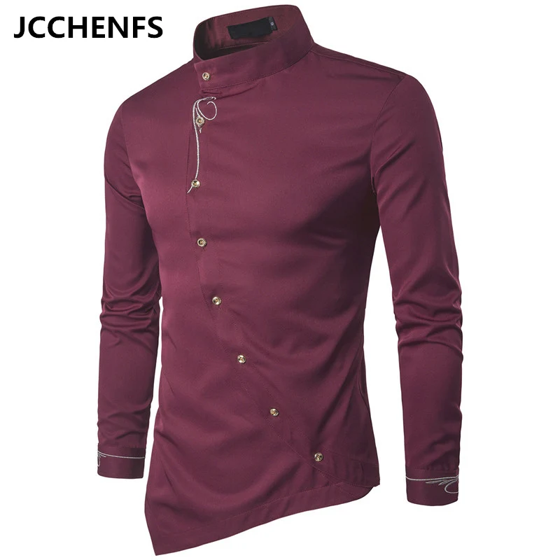 JCCHENFS 2018 новые мужские Повседневное рубашки Эксклюзивное Платье рубашка косой