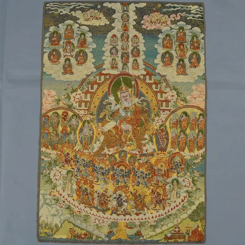 Коллекция Тибетский Будда Статуи непальских портреты парча Картины шелк Embroidery0033