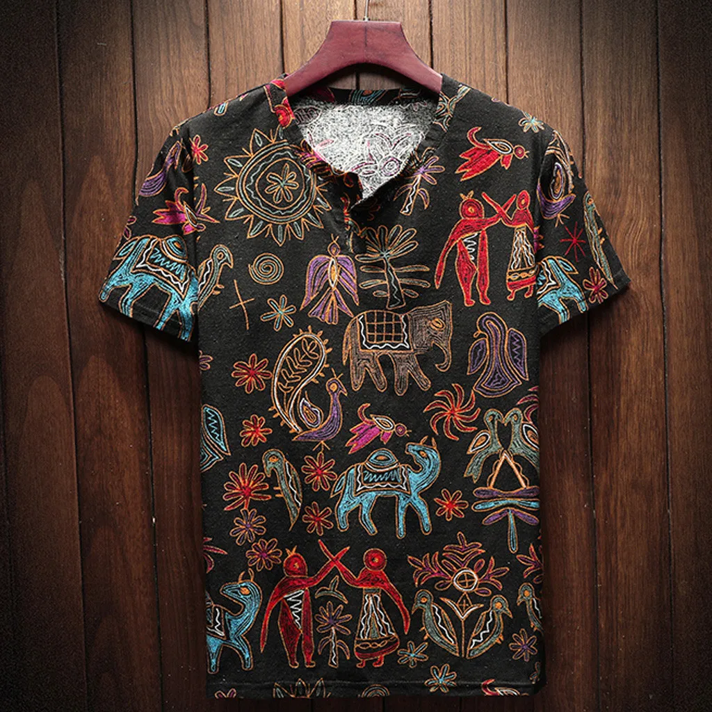 2019 Summer Tshirt men half-sleeved T-shirt retro ethnic style personality rope loose large size round neck short-sleeved 
2019 Summer Tshirt men half-sleeved T-shirt retro ethnic style personality rope loose large size round neck short-sleeved