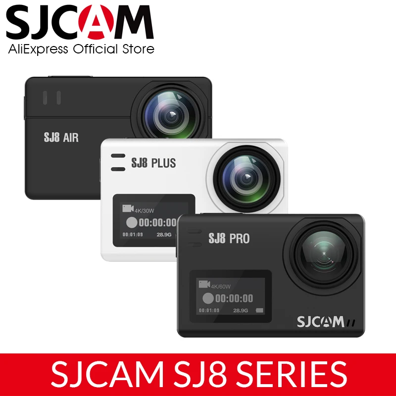 ! SJCAM SJ8 Series SJ8 Air & SJ8 Plus & SJ8 Pro 1290P 4K Action Camera WIFI Remote Control Waterproof Sports DV(Black - SJ8 Air Full Set Box)